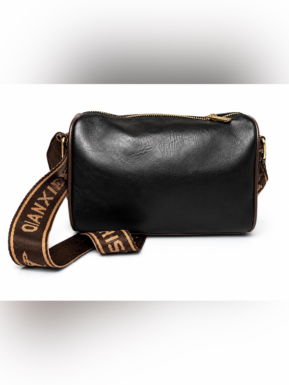 Embossed Lotus Floral Crossbody Bag Black Wide Strap Boho Wearable Art Purse - Picture 5 of 9